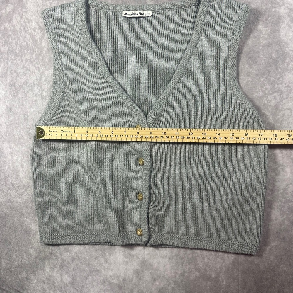 Abercrombie & Fitch Womens Gray Ribbed Knit Sweater Vest Large Preppy Collegiate - Picture 6 of 7